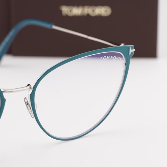 Tom Ford FT5840-B 087 Cat Eye Eyeglasses 56mm - Turquoise/Blue Light Block - Picture 8 of 10